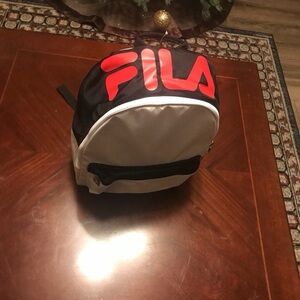 Fila Black and White Backpack with Red Logo